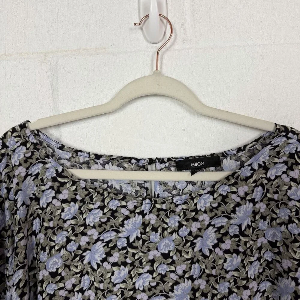Ellos NWT Women's Top Blue Floral Drapey Office Work Romantic Fairy Plus Size 26 - Picture 2 of 15